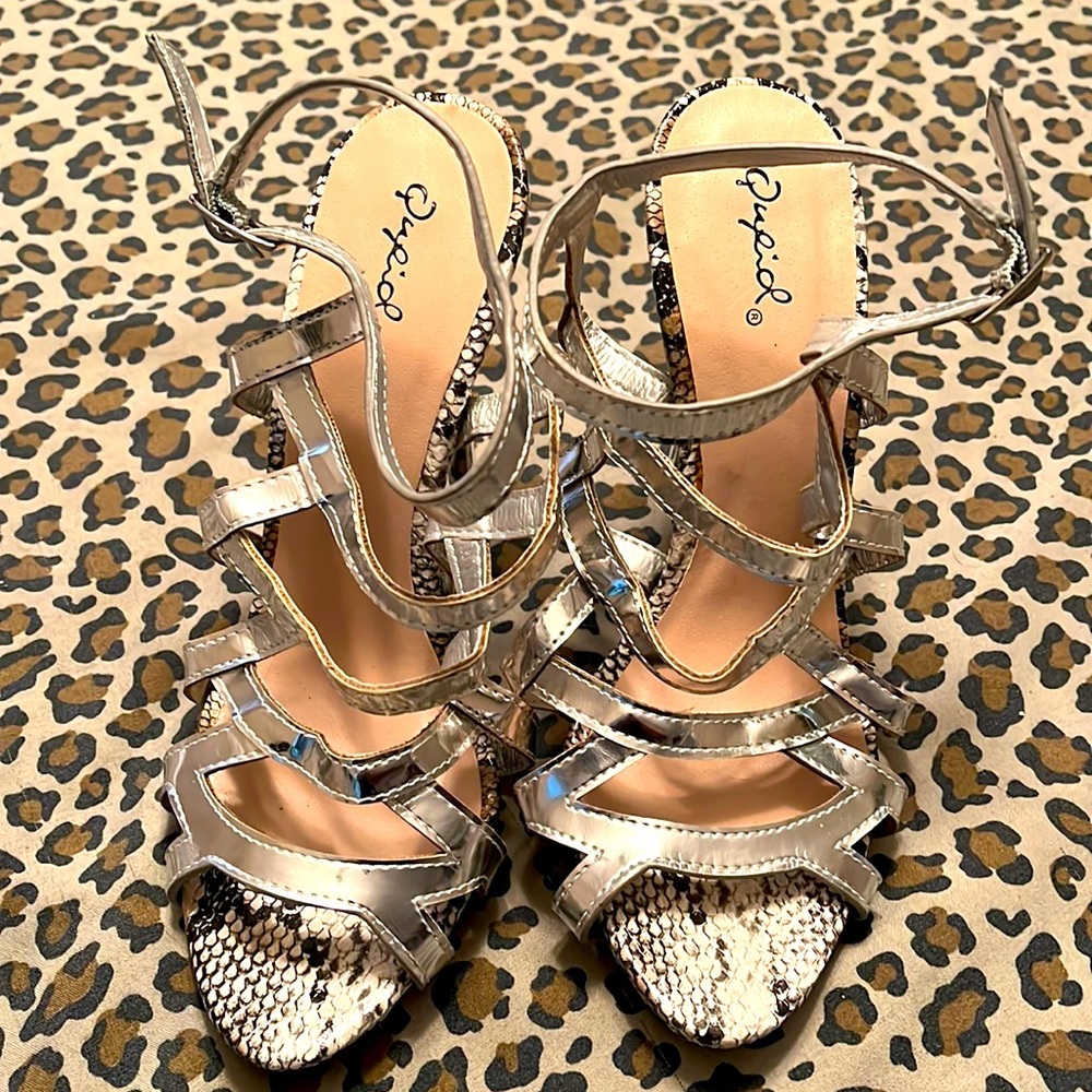 Silver & Snakeskin Sandal